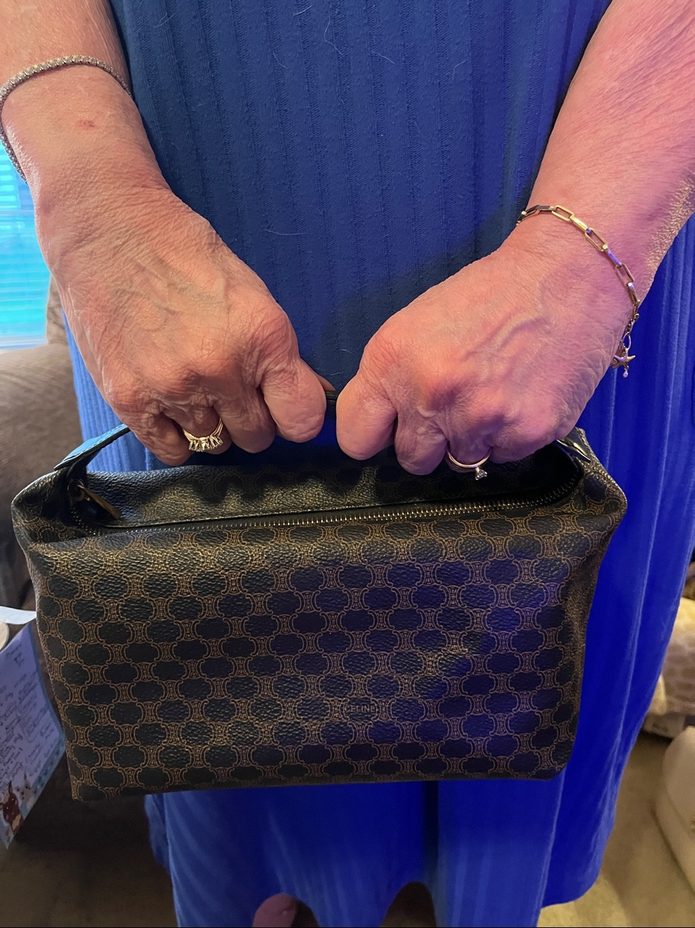 CELINE Brown Patterned Bag with Gold Accents - Picture 14 of 14